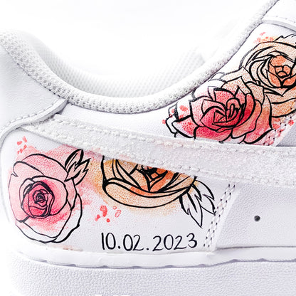 Custom Nike Air Force 1 Brautsneaker Aquarell