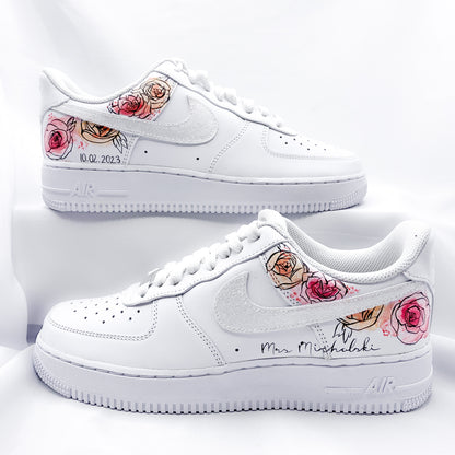 Custom Nike Air Force 1 Brautsneaker Aquarell