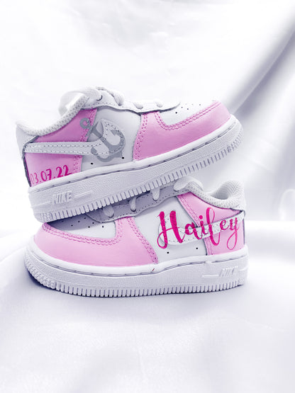 Custom Nike Air Force 1 Pretty Pink (Kinder)