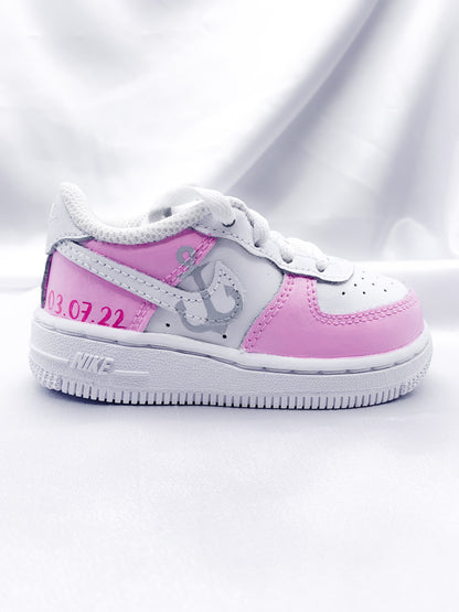 Custom Nike Air Force 1 Pretty Pink (Kinder)